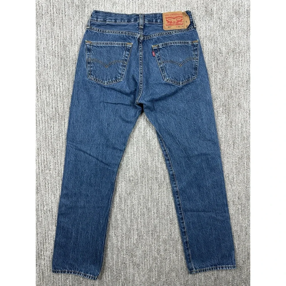 Levis 501 Jeans Mens 29x30 (fits 29x29) Blue Dark Wash Button Fly Straight Leg